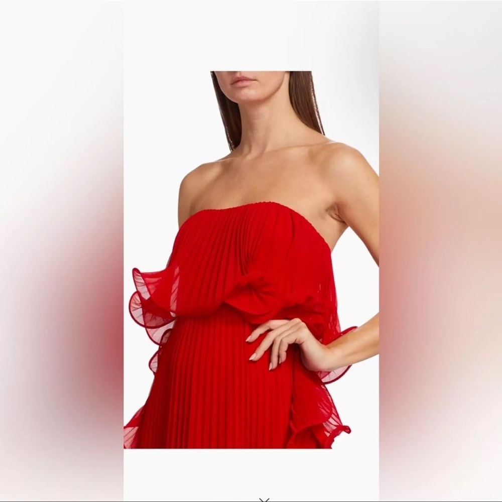 Badgley Mischka Strapless Pleated Ruffle Gown - Picture 6 of 14